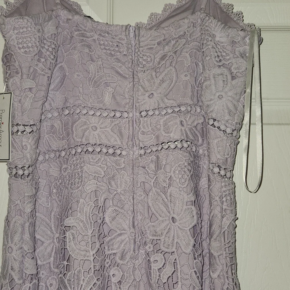 Lilac lavender open lace midi dress - Picture 7 of 7